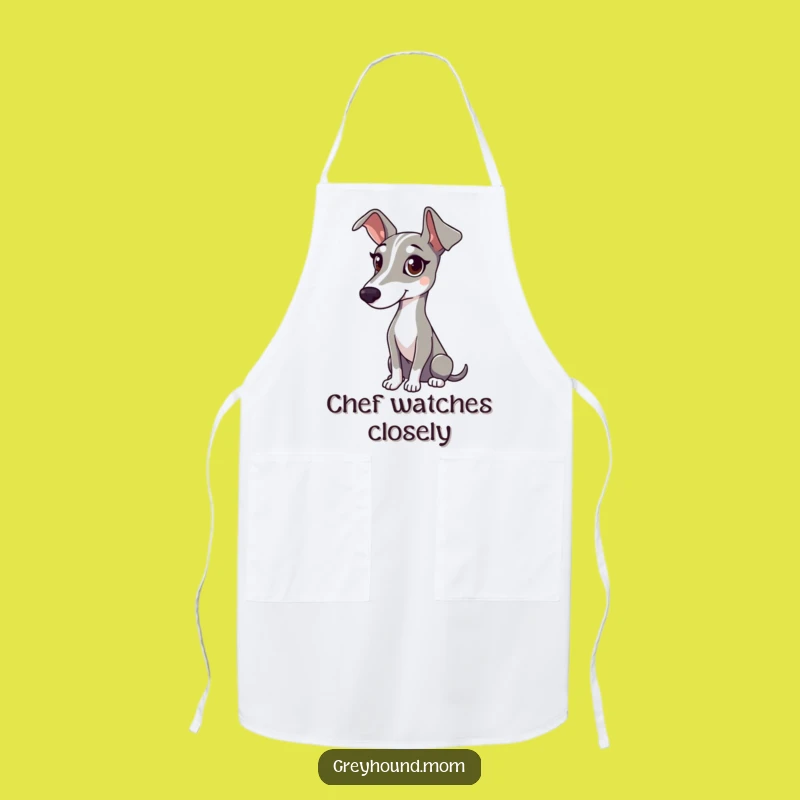 Funny Greyhound Observer Apron: Quiet Chef for Thoughtful Cooking
