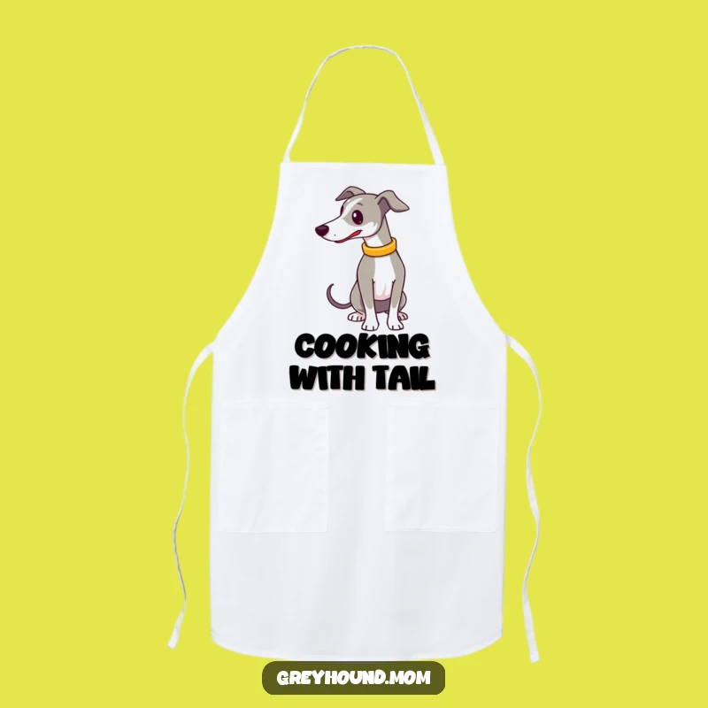 Funny Greyhound Wagging Tail Apron: Cook with Canine Cheer