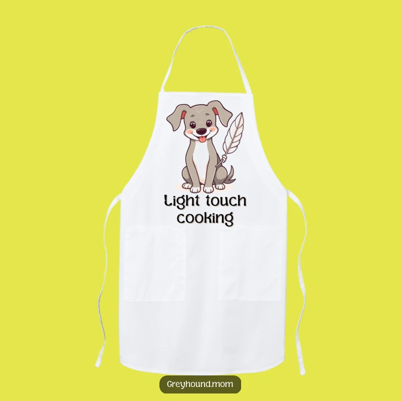 Funny Greyhound Apron: Smiling Chef, Feather Touch Kitchen