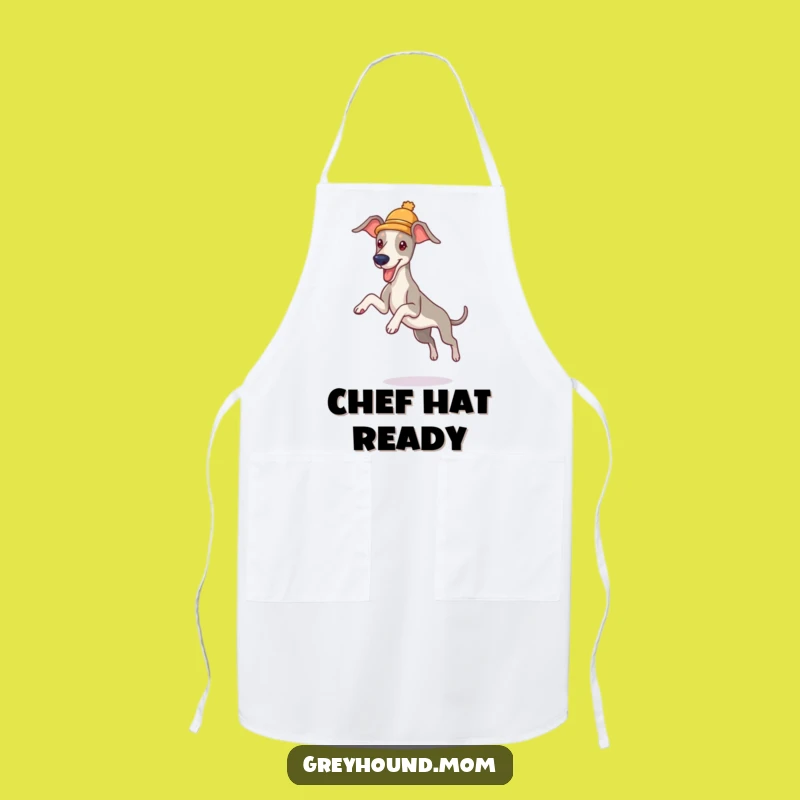 Funny Greyhound Hat Apron - Chef's Playful Leaper Kitchen Gift