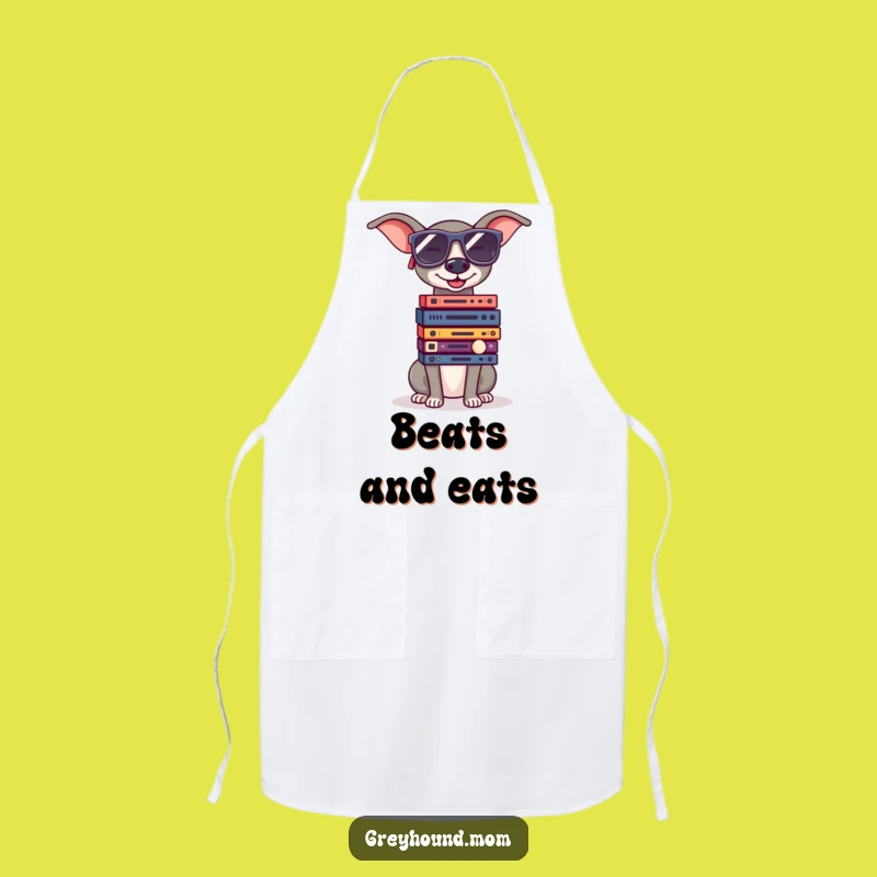 Funny Greyhound Sunglasses Record Apron - Cool Kitchen Music Gift