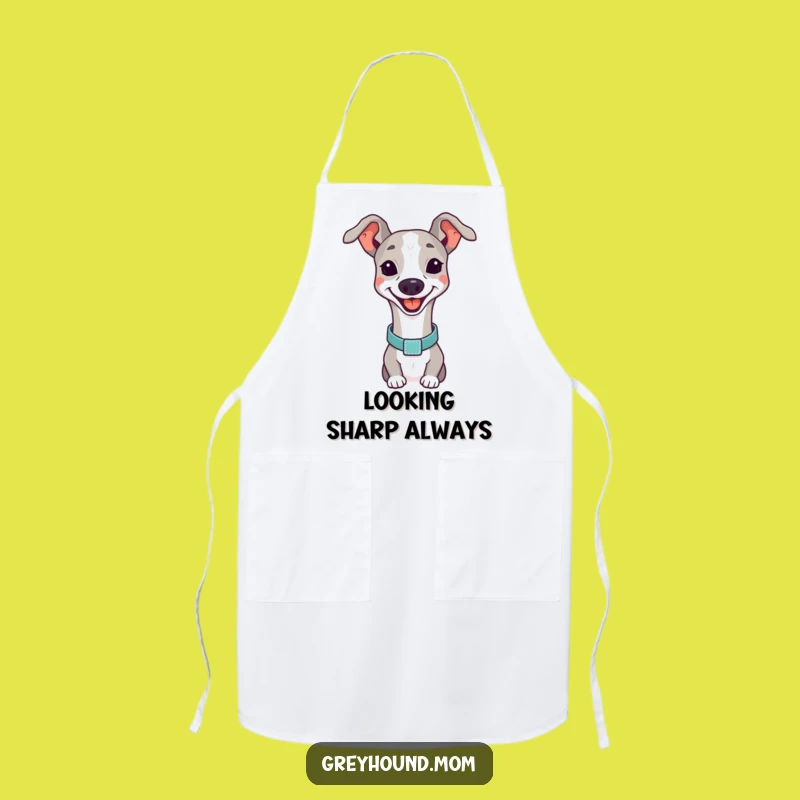 Funny Happy Greyhound Apron: Stylish Dog Kitchen Accessory, Funny Gift