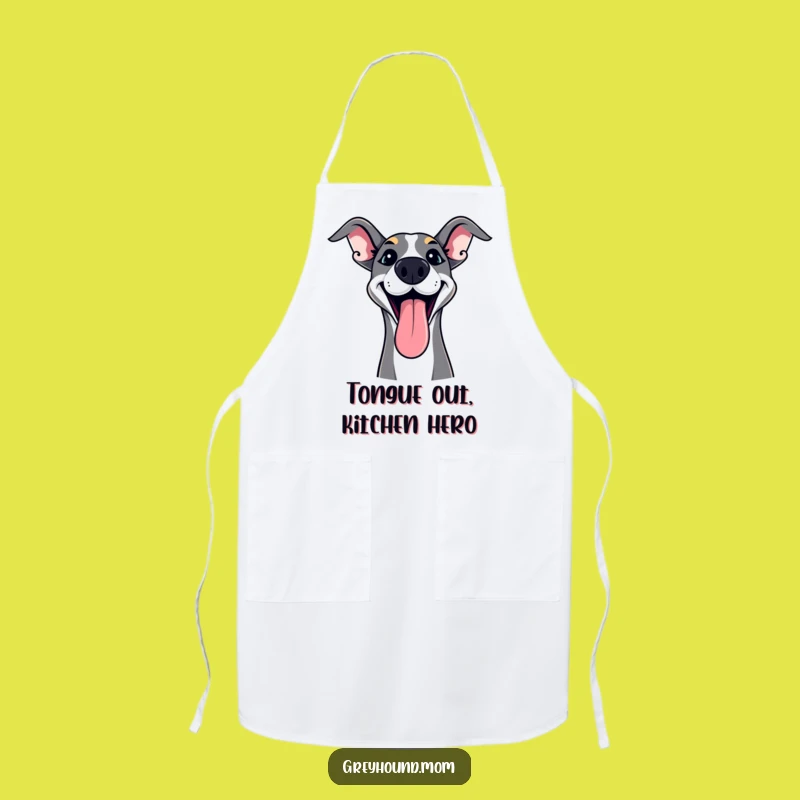 Funny Chef Greyhound Apron: Tongue Out Fun - Perfect Kitchen Gift