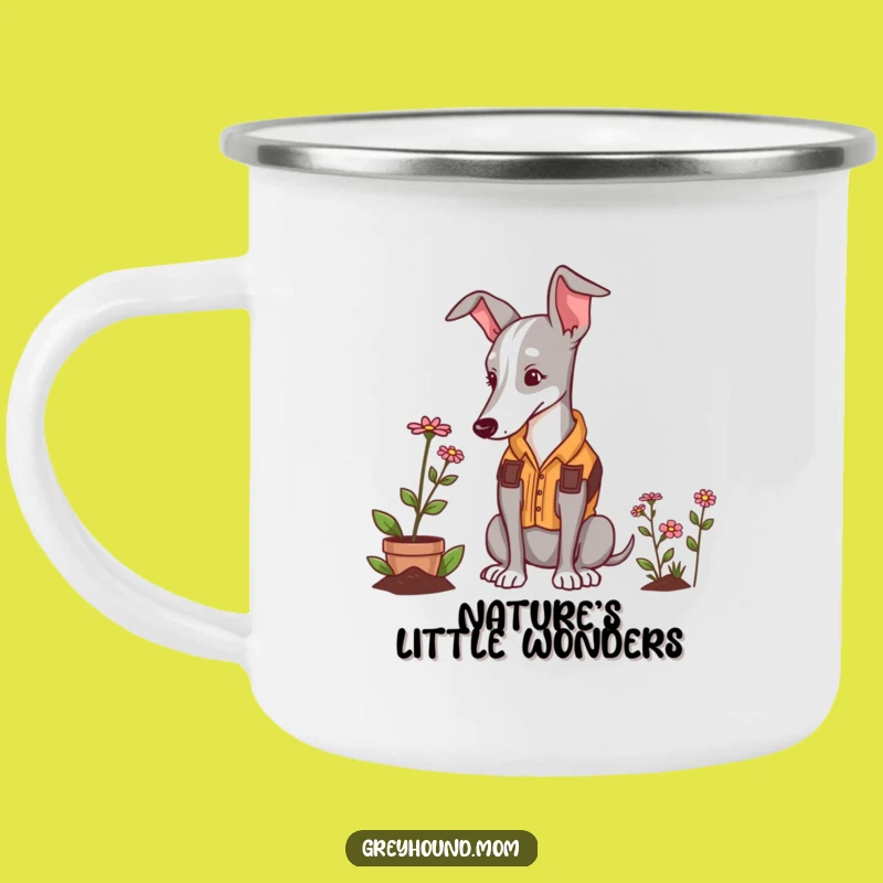 Funny Greyhound Gardener Camping Mug: Durable Outdoor Dog Mug, Great Funny Gift