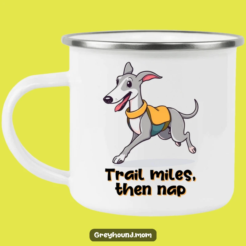 Funny Greyhound Sporty Camping Mug: Adventure-Ready and Hilarious