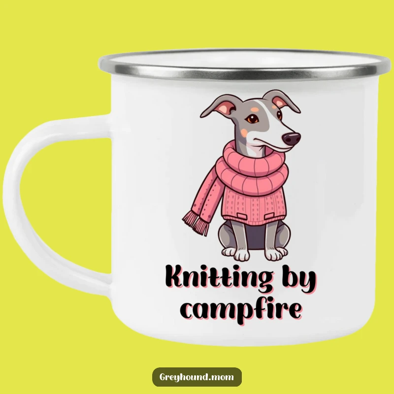 Funny Greyhound Sweater Knitting Camping Mug - Cozy Camp Companion