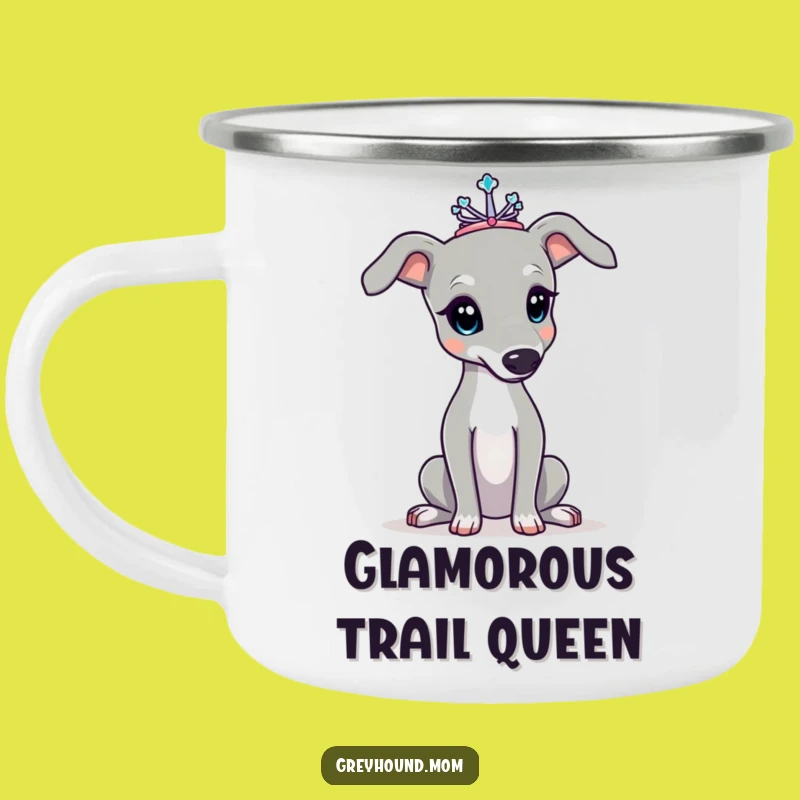Funny Greyhound Tiara Camping Mug - Elegant Camp Companion