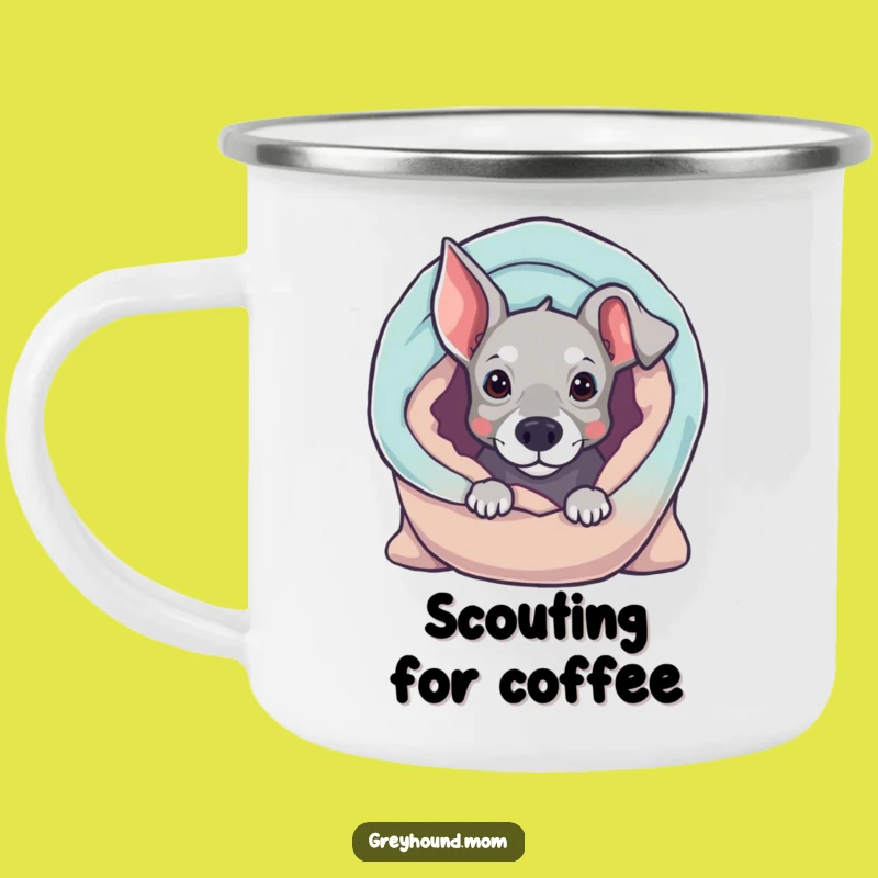 Funny Greyhound Blanket Camping Mug - Adventure-Ready Cozy Humor Gift!
