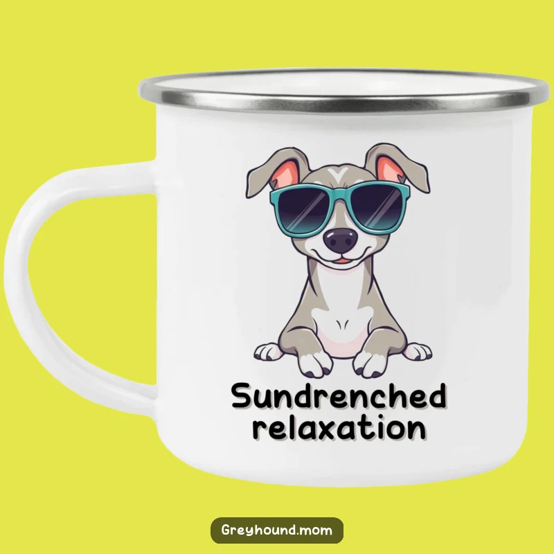 Funny Sunglasses Greyhound Camping Mug - Outdoor Relaxed Coffee Cup Gift