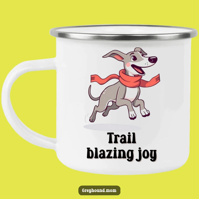 Funny Greyhound Camping Mug - Durable & Joyful Dog Runner Outdoor Gift