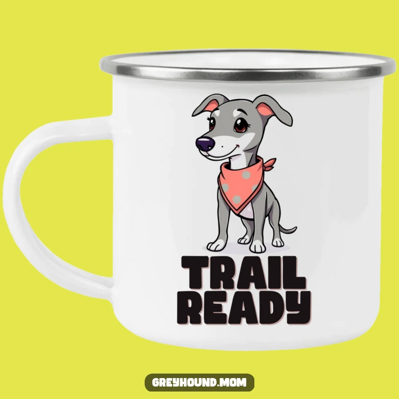 Funny Greyhound Camping Mug: Bandana Style, Proud Trail Buddy