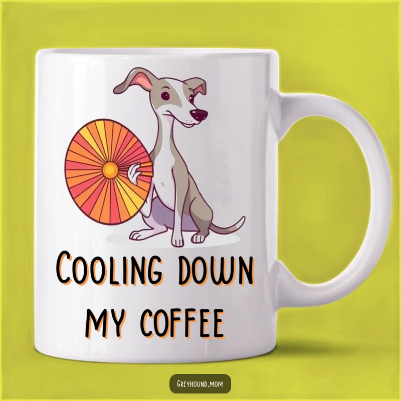 Elegant Greyhound Fan Mug: Stay Cool with Canine Grace Gift