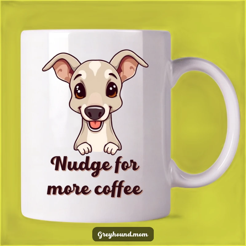 Funny Greyhound Mug: Elegant Head Nudge, The Perfect Funny Gift for Sleek Dog Lovers