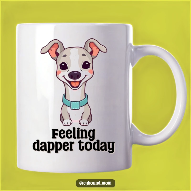 Funny Happy Greyhound Mug: Elegant Collar Dog Smile, Perfect Funny Gift