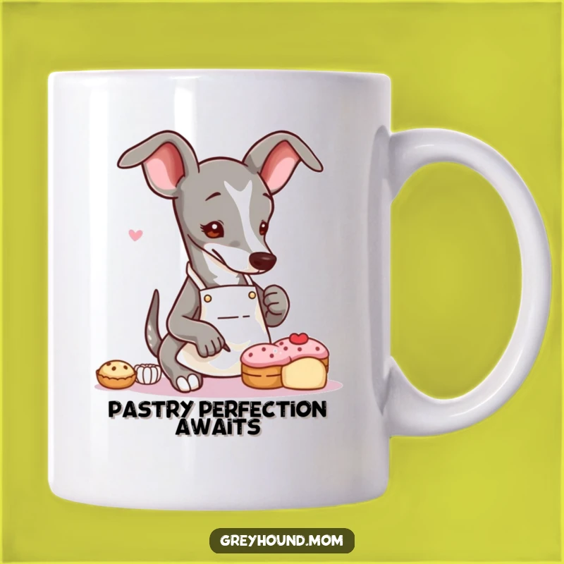 Funny Greyhound Baker Mug: Pastry Artistry Humor - Perfect Gift for Baking Dog Lovers