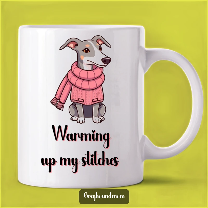 Funny Greyhound Sweater Knitting Mug - Cozy Dog Humor Gift