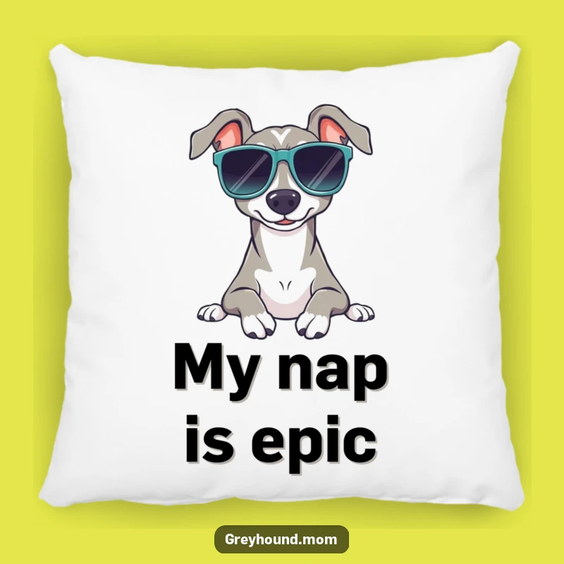 Funny Relaxed Greyhound Pillow - Cozy Sunglasses Accent Throw Pillow Gift