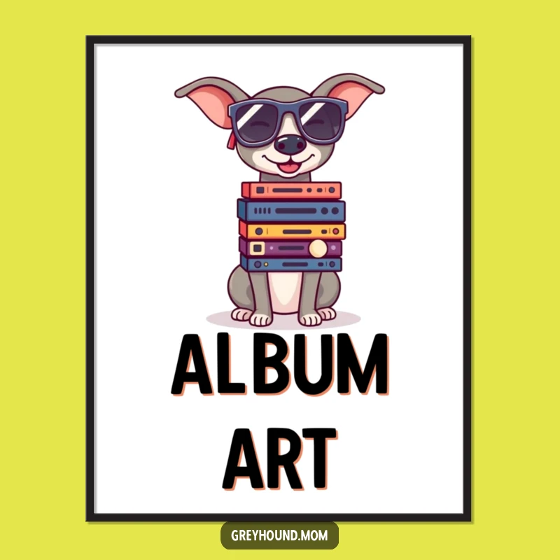 Funny Greyhound Sunglasses Record Digital Art - Retro Cool Print Gift