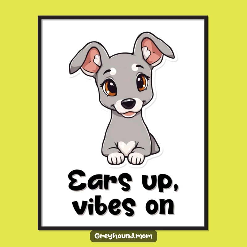 Funny Elegant Greyhound Art Print: Curious Gaze - Instant Download Gift