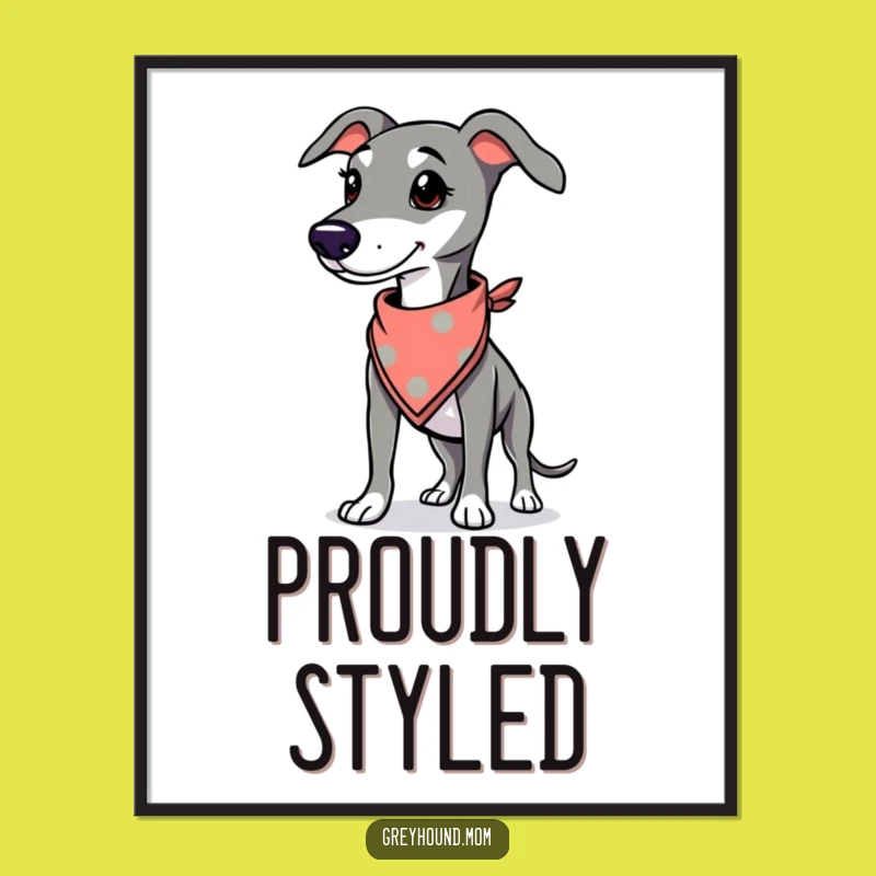 Funny Greyhound Digital Art: Bandana Style, Instant Cool Decor