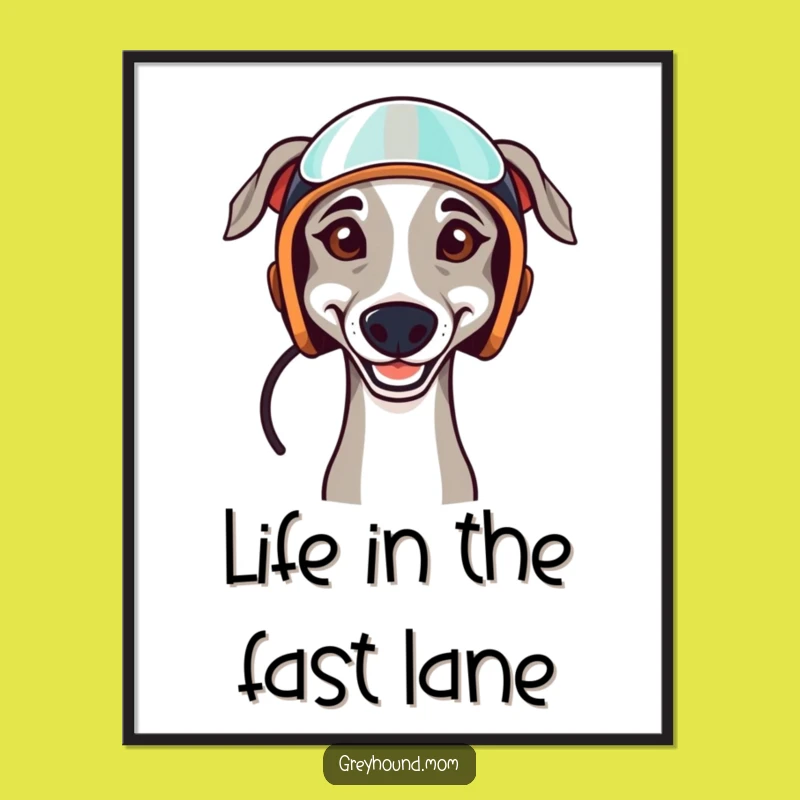 Funny Greyhound Digital Art - Racing Dog Scene, Instant Funny Gift Download