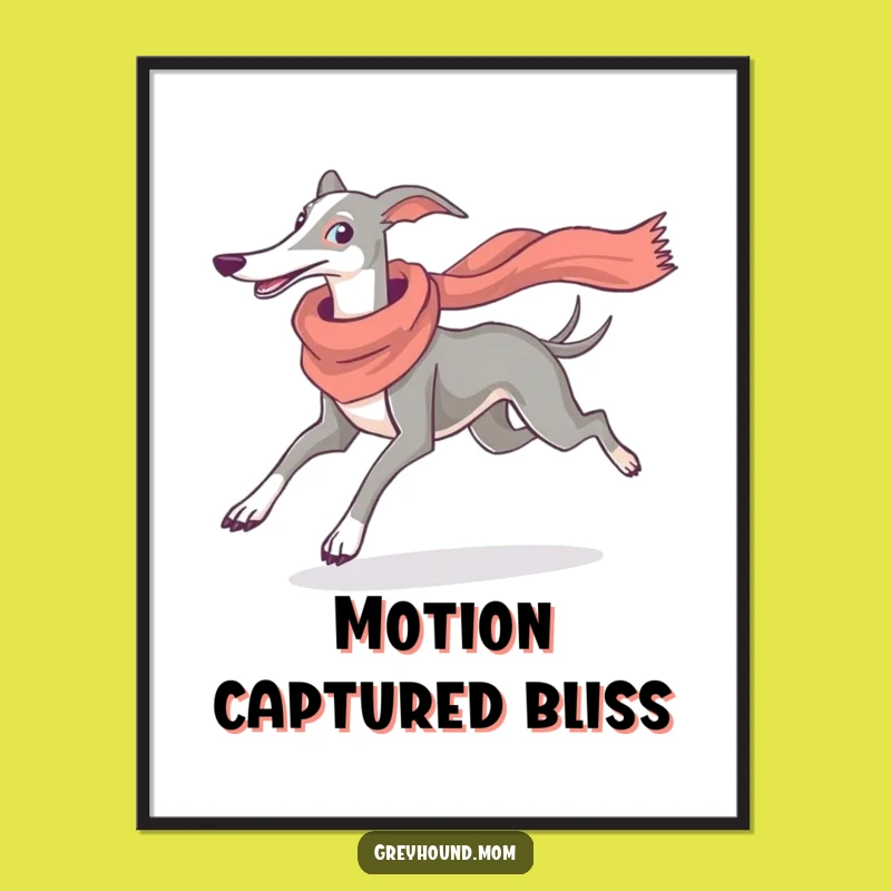 Funny Greyhound Scarf Digital Art - Graceful Runner Printable Wall Art Gift