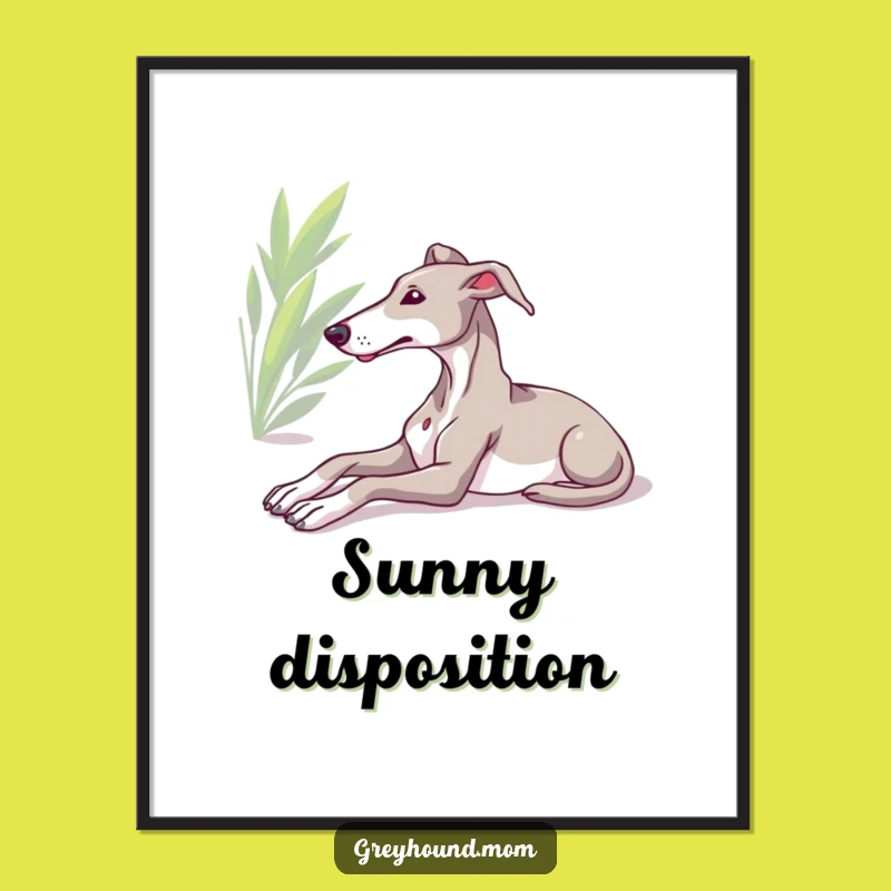 Funny Relaxed Greyhound Sun Digital Art - Instant Calm Decor Gift!
