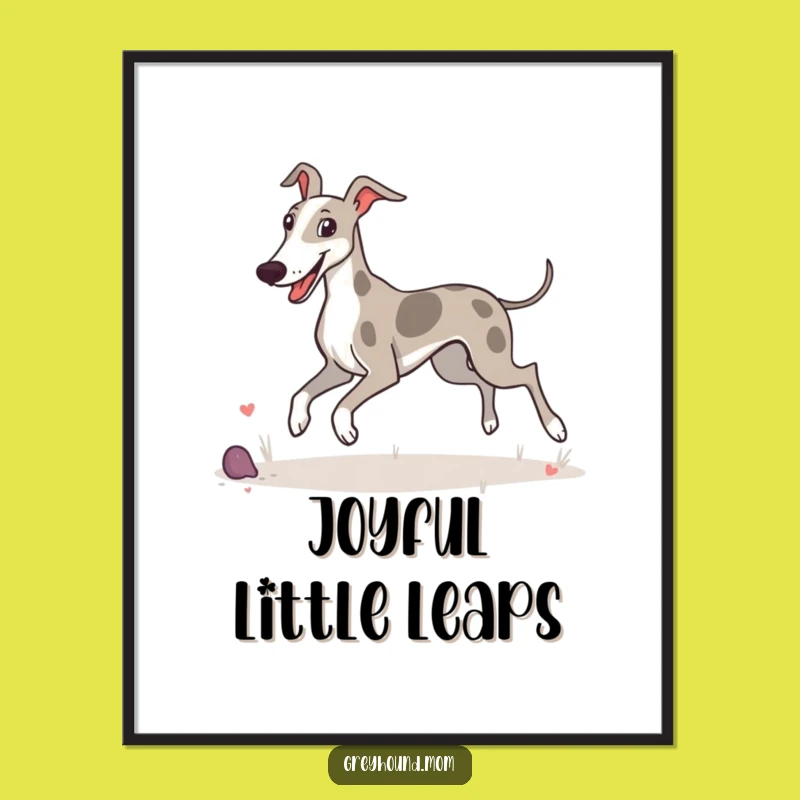 Funny Greyhound Prance Digital Art: Instant Joyful Decor