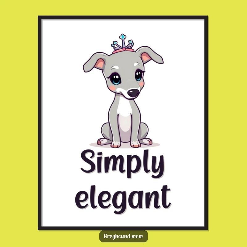 Funny Greyhound Tiny Tiara Digital Art - Instant Elegant Decor