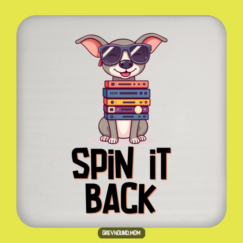 Funny Greyhound Sunglasses Record Coasters - Retro Music Protection Gift