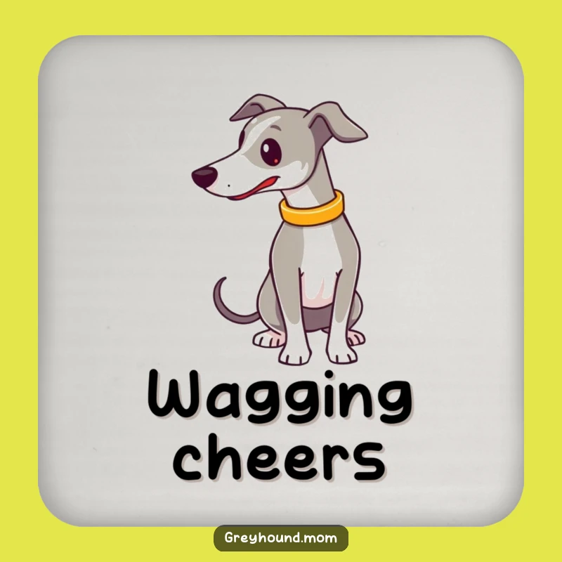 Funny Greyhound Wagging Tail Coaster: Happy Sips & Surfaces