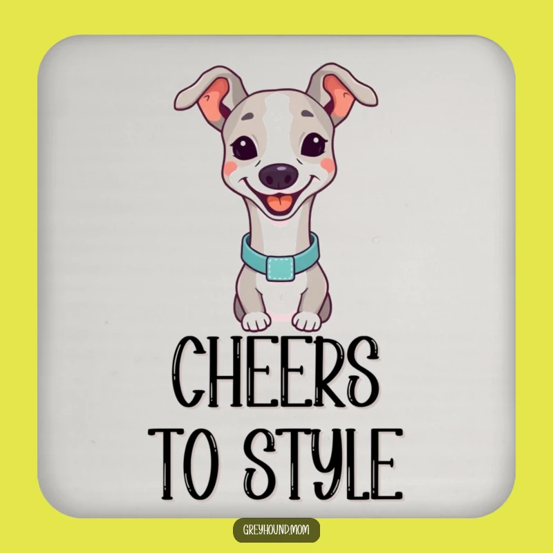 Funny Happy Greyhound Drink Coaster: Elegant Dog Art for Your Table, Gift