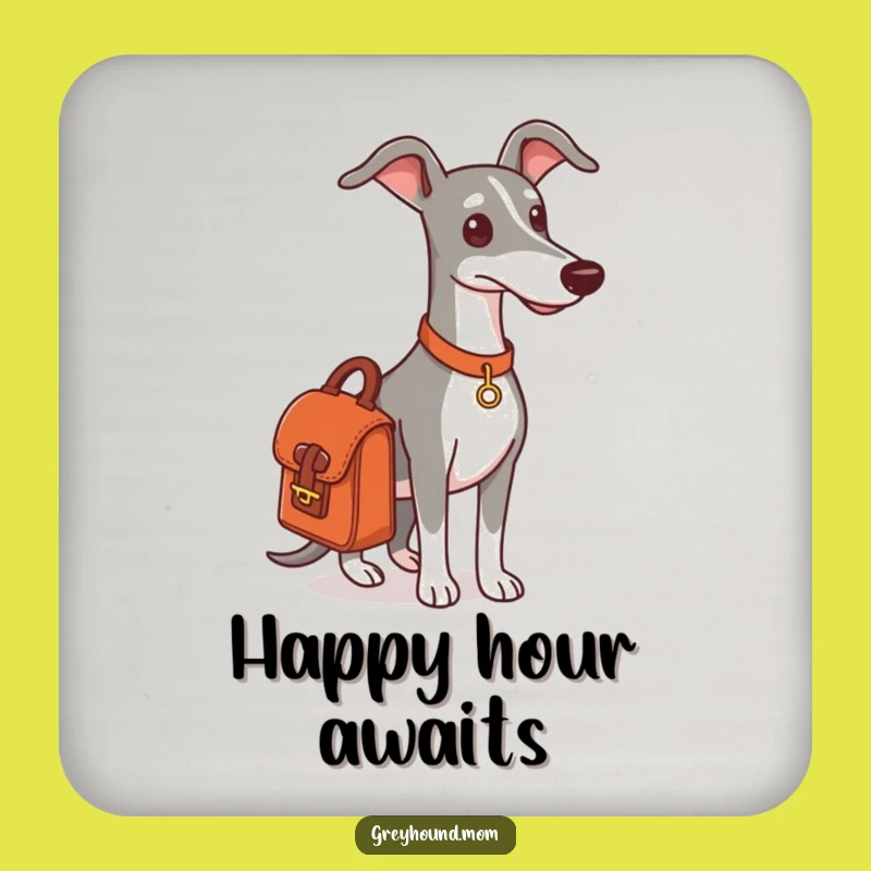 Funny Greyhound Adventure Drink Coaster: Stylish Dog Art for Your Table, Gift