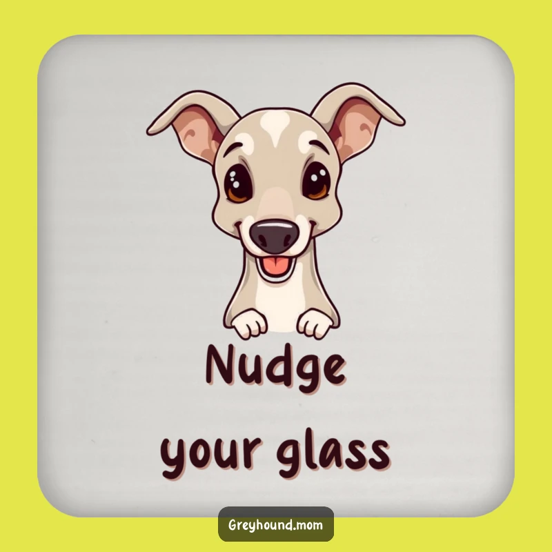 Funny Greyhound Coaster: Head Nudge Protection, Chic Funny Gift for Tables