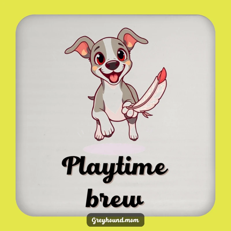 Funny Greyhound Chase Coasters: Protect Tables with Playful Dog Art
