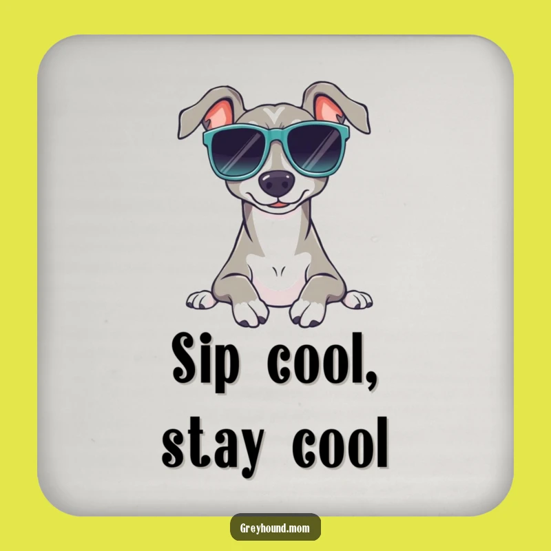 Funny Sunglasses Greyhound Coaster Set - Peaceful Cool Drink Protection Gift