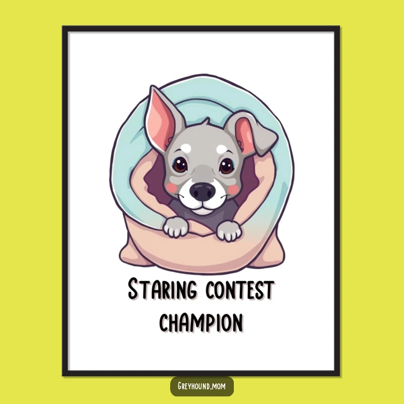 Funny Curious Greyhound Blanket Poster - Adorable Wall Art Gift!