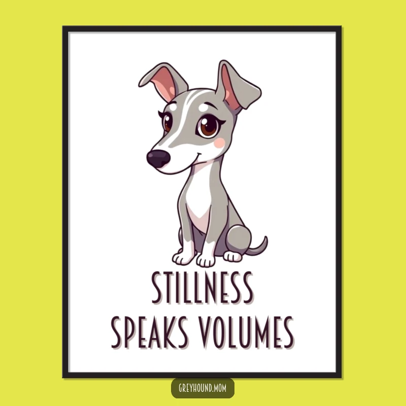 Funny Greyhound Attentive Poster: Gentle Watcher Wall Art