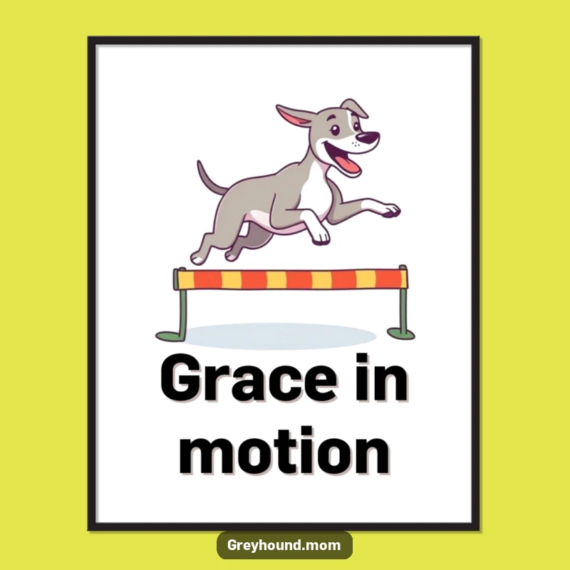 Funny Greyhound Leap Poster: Joyful Runner Art for Walls