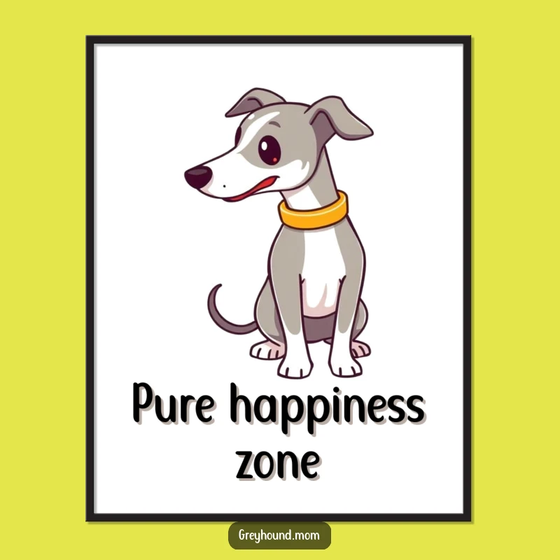 Funny Greyhound Wagging Tail Poster: Joyful Dog Art Print Gift