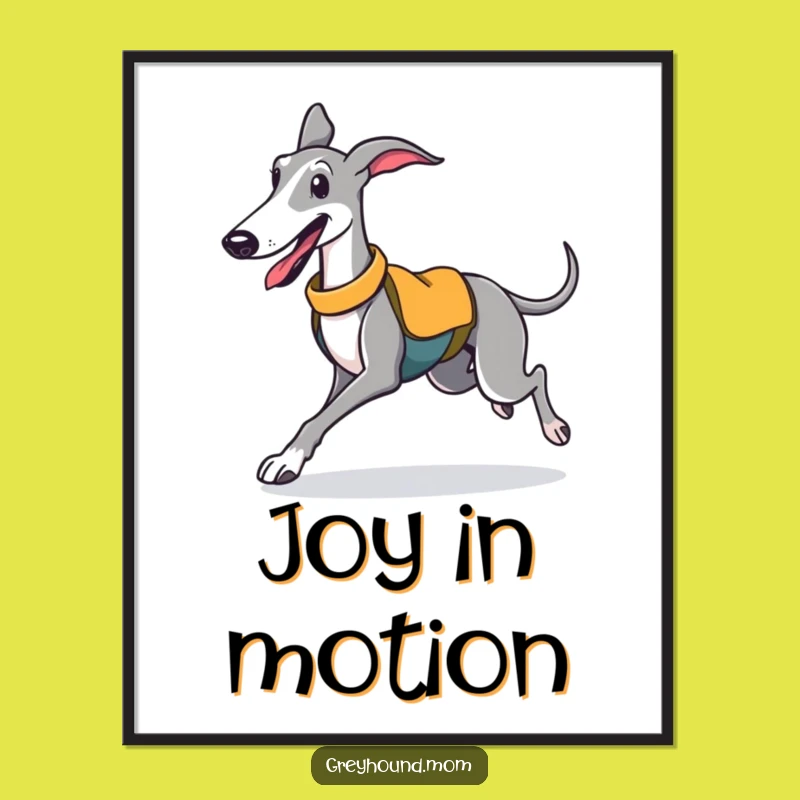 Funny Greyhound Art Poster: Joyful Trotting Dog Wall Decor Gift