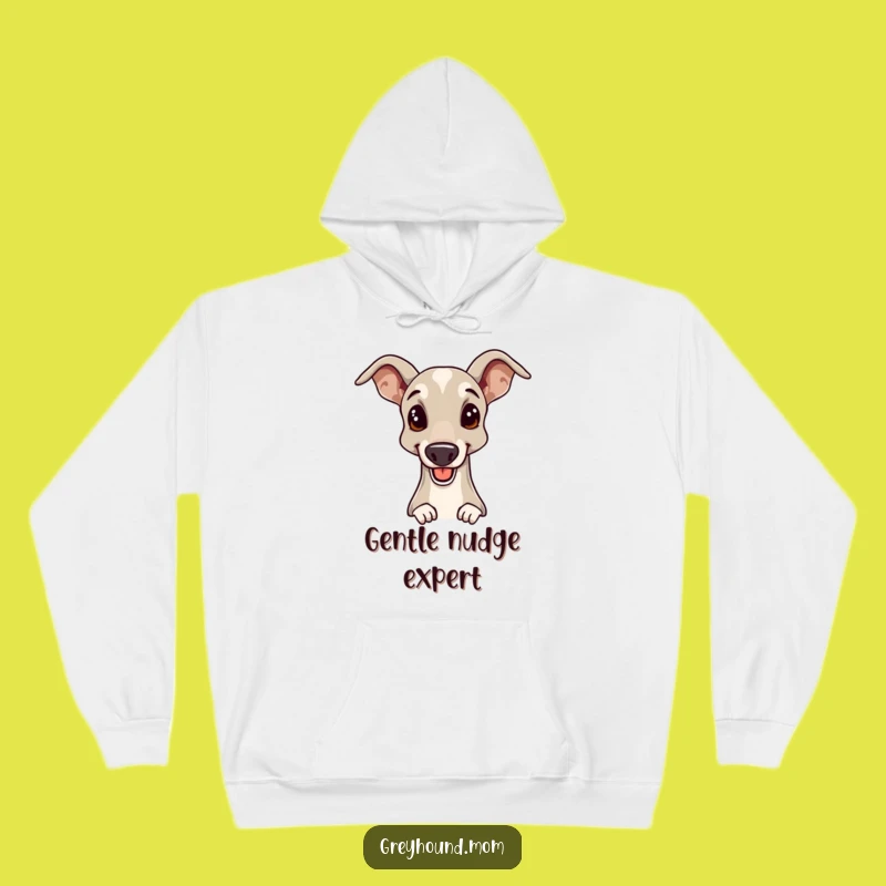 Cozy Funny Greyhound Hoodie: Gentle Nudge Comfort, Warm Funny Gift for GD Fans