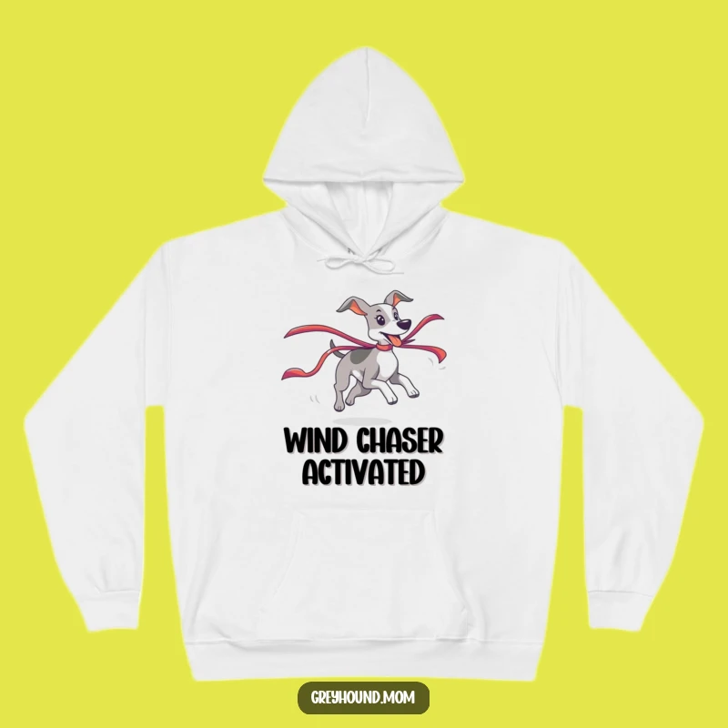 Cozy Funny Greyhound Hoodie: Ribbon Chase Adventure - Ultimate Active Gift