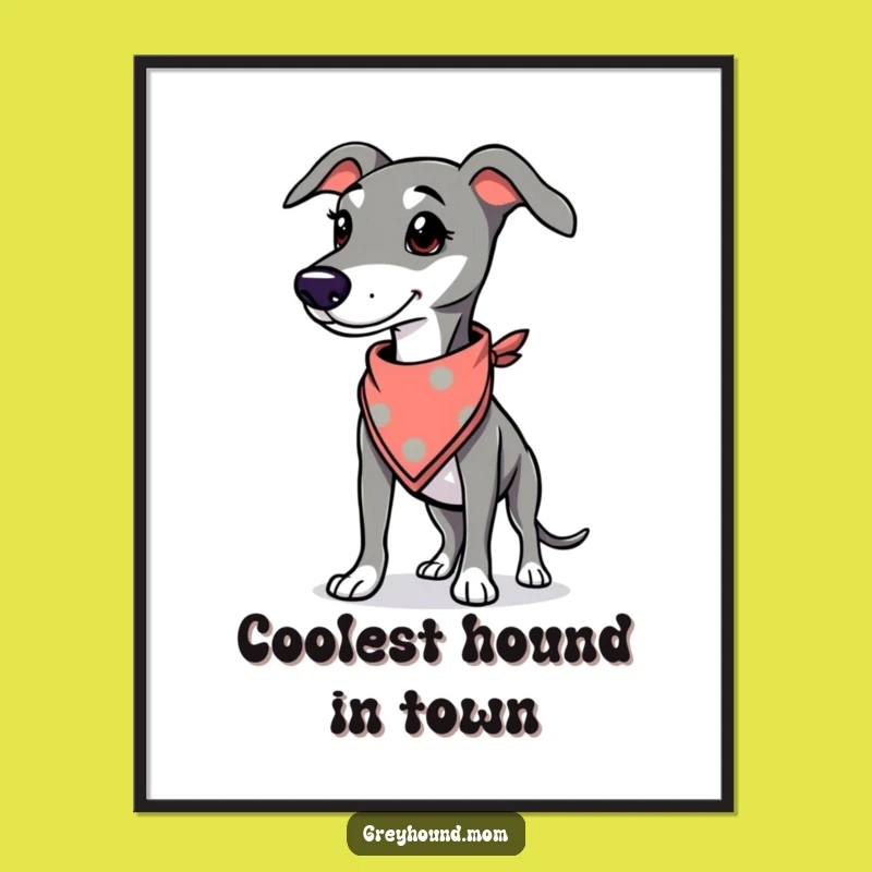 Free Printable Wall Art: Stylish Greyhound Bandana Downloadable Decor