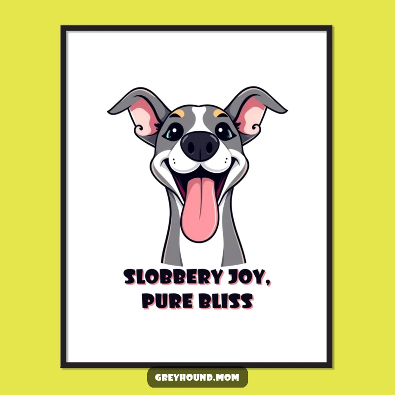 Free Printable Wall Art: Delighted Greyhound Tongue Out, Playful Decor, Downloadable Art