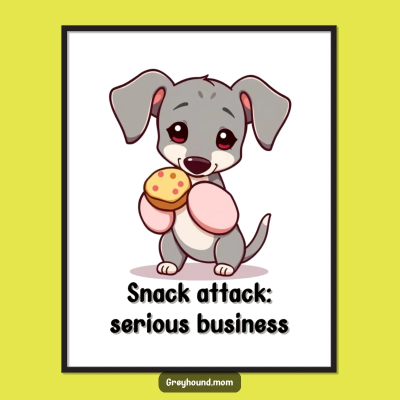 Free Printable Wall Art: Oven Mitt Greyhound Treat Art, Funny Dog Downloadable Decor