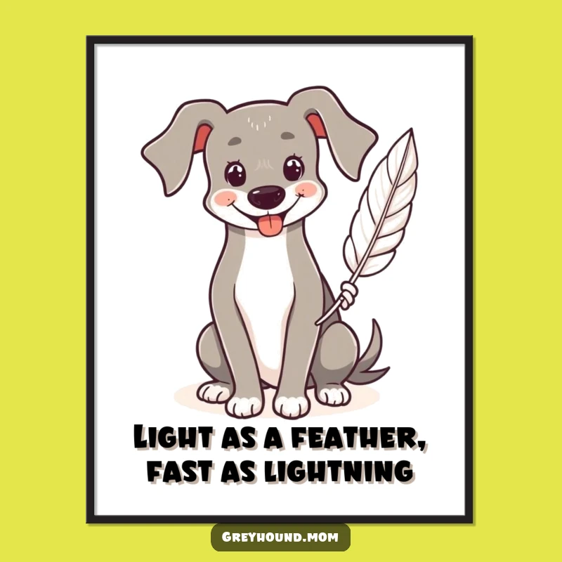 Free Printable Wall Art: Smiling Greyhound Feather Holder Downloadable Decor