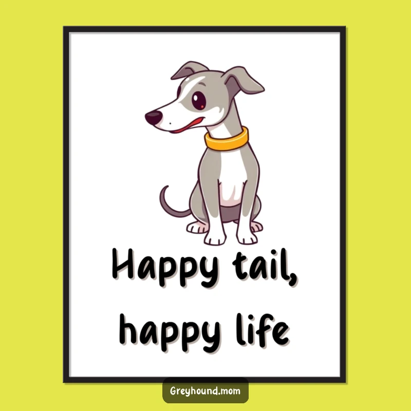 Funny Free Printable Greyhound Tail Wagging Wall Art - Downloadable Decor Gift