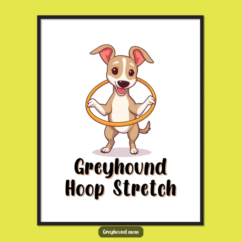 Funny Free Printable Greyhound Hula Hoop Art: Witty Dog Downloadable Wall Decor!