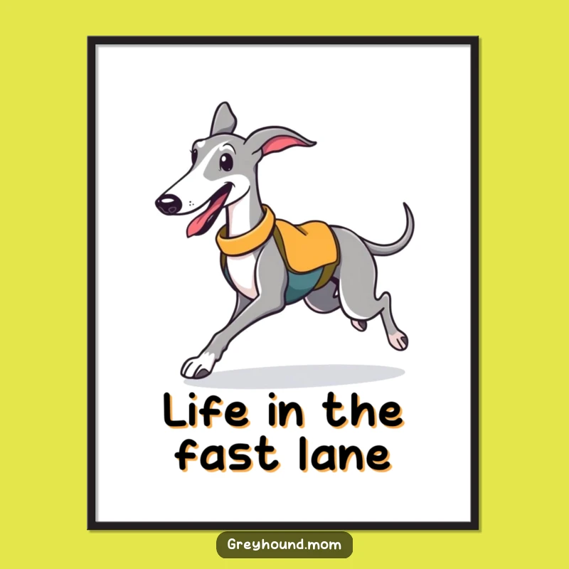 Free Printable Wall Art: Joyful Greyhound Runner, Funny Downloadable Dog Art for Your Home